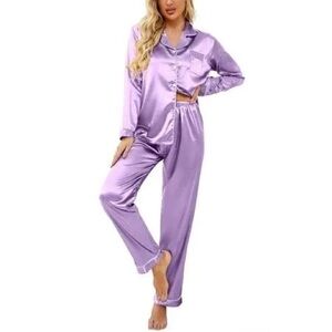 Alexander Del Rossa Purple Satin Pajama Set size XL
